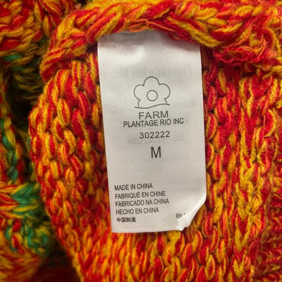 Farm Rio Multicolor Striped Yarn Fringe Turtleneck Sweater Womens Medium - Picture 9 of 10